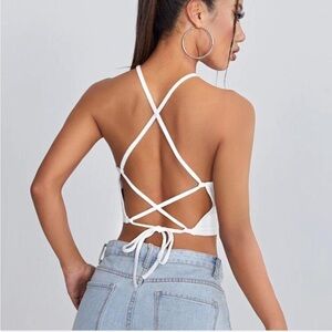 White Backless Crop Top